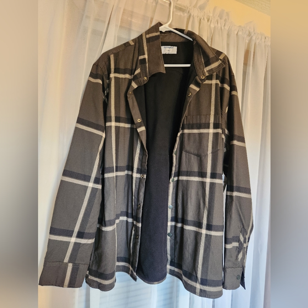 Old Navy Mens Cozy-Lined Green Plaid Shacket - Size XL